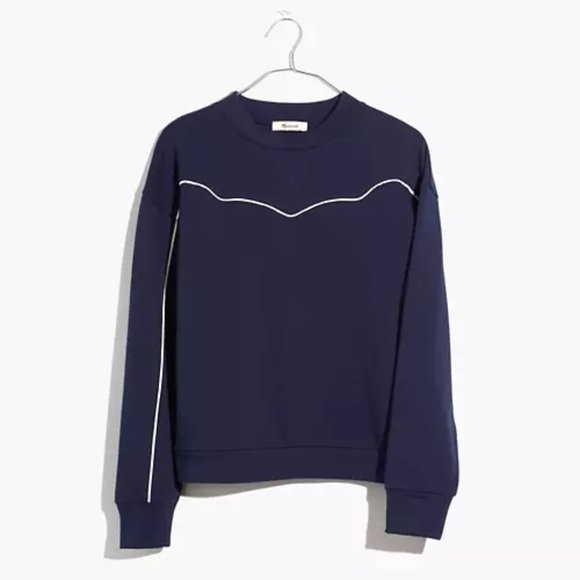 Madewell Tops - Madewell Navy Blue Piped Sweatshirt